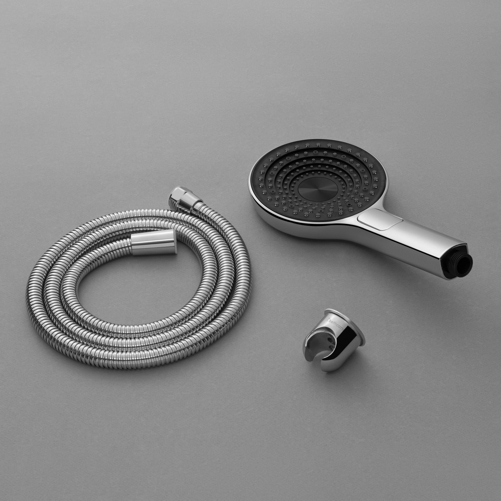 TELEPHONE SHOWER SET MORAL ROUND 2 FLOW ABS CHROME FINISH WITH 1.5 METER SS PULLOUT SHOWER TUBE AND ABS WALL HOOK