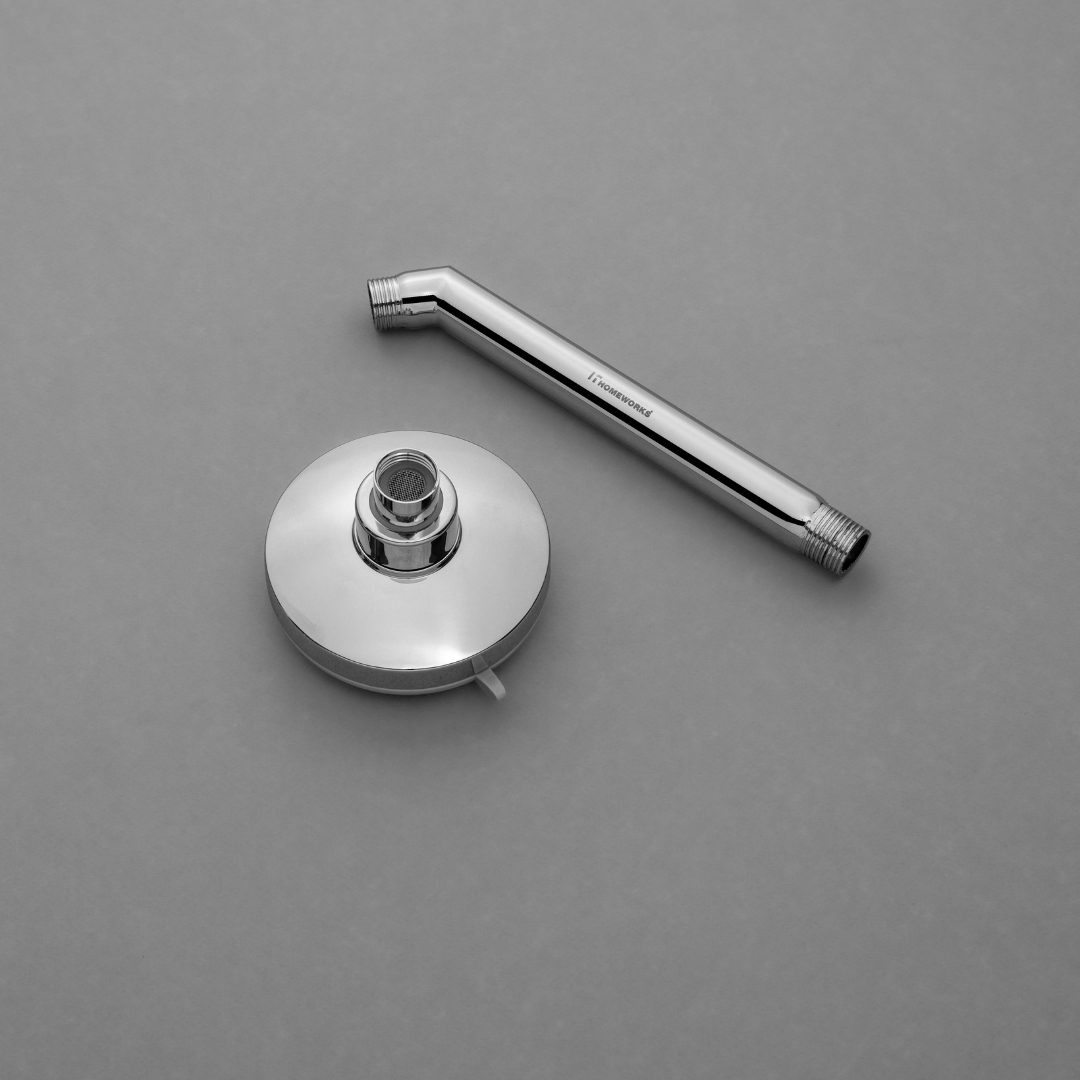HOMEWORKS VARIOJET 4" ABS CHROME FINISH 4 FUNCTION ROUND OVERHEAD SHOWER WITH SS 9" SHOWER ARM